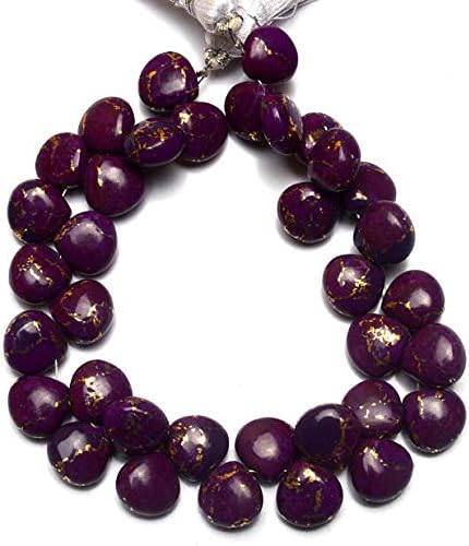 13 inch Natural Beads Strand of 10mm Smooth Heart Mojave Purple Copper Turquoise Gemstone briolletes Beads for DIY Jewelry - Necklace, Bracelet, Earring, Ring.