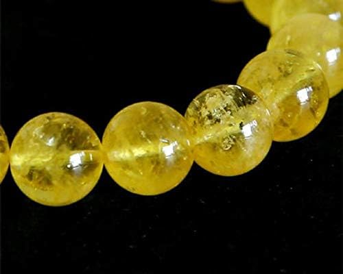 1 Strands Natural Yellow Datolite Genuine Danburite 試合トパーズ Bracelet Round Beads 11.5mm 03011 Code-HIGH-23217