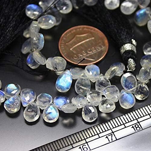 LOVEKUSH LKBEADS Rainbow Blue Moonstone Faceted Pear Drop Gemstone Craft Loose Beads Strand 8 Inch Long 8mm 9mm Code-HIGH-1668