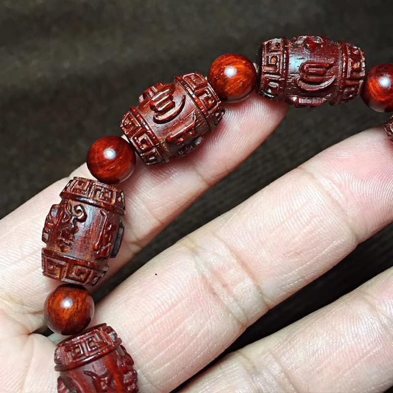 小叶紫檀雕刻六字箴言 佛珠手串高油密 搭配0.8隔珠(小叶紫檀雕刻六字箴言)