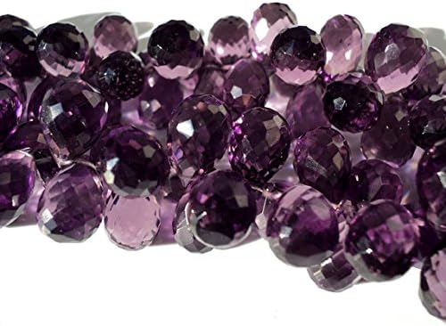 13 inch Natural Beads Strand of 5x7-7x10mm Faceted Drop Amethyst Quartz Gemstone Beads for DIY Jewelry - Necklace, Bracelet, Earring, Ring.