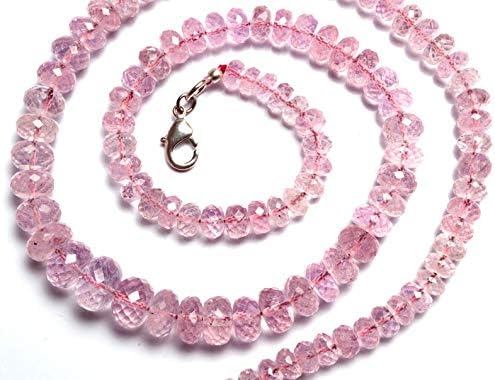 Natural Gemstone Morganite (Pink Beryl) 5 to 10MM Faceted Rondelle Beads 17 Inch Full Strand Super Rare AAA Quality Peachy Pink Color