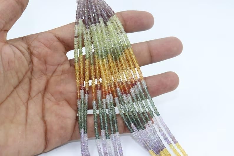 AAA+ Multi Sapphire Faceted Rondelle Beads 3.5MM Multi Rainboew Sapphire Beads for Jewelry Making