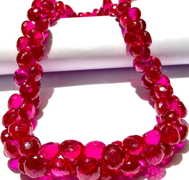 Natural Pink Spinel Onion Faceted Beads 8X10-7X9MM 14 inch Long String Jewelry Making Gemstone Beads for Necklace Bracelet