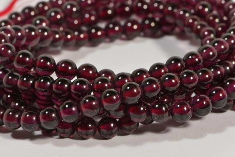 13 inch Strand of Natural gem Garnet, 4mm Round Smooth Beads for DIY Jewelry Making. | Beads_03502
