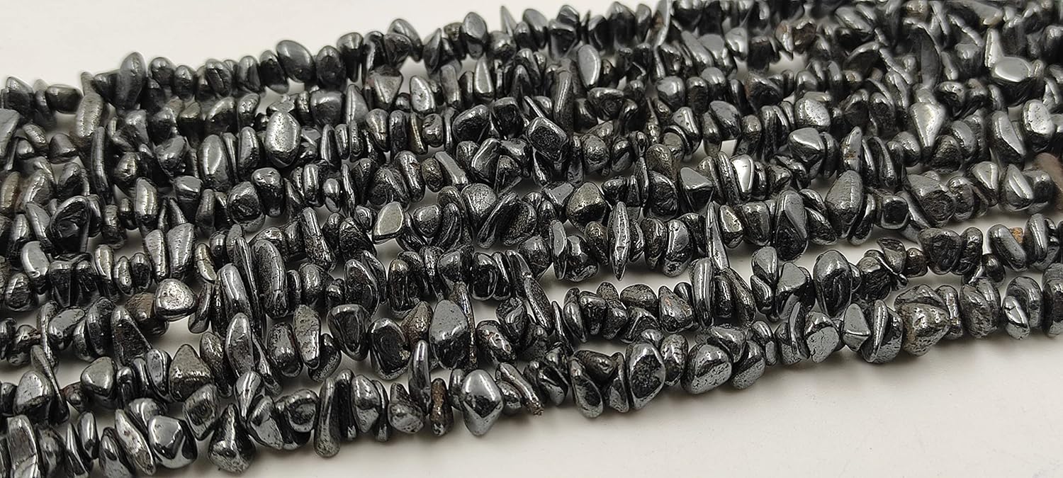 Hanumat Gems Lot of 2 Strand 34 Inches Strand,Natural Gunmetal Gemstone Uncut Chips Raw Beads,Smooth Raw Uncut Bead,Nuggets Beads,AAA Quality Uncut Chips Strand