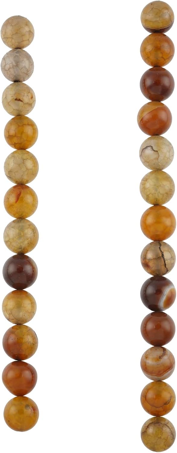 Bead Landing Yellow Crackled Agate Round Beads, 12 Pack