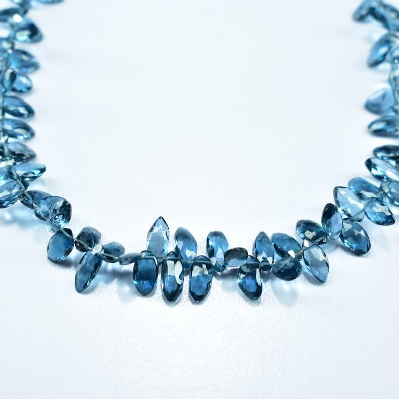 Natural London Blue Topaz Marquise Faceted Beads 3.5X7.5-4X8.5mm 8 inch Long String Jewelry Making Gemstone Beads for Necklace Bracelet