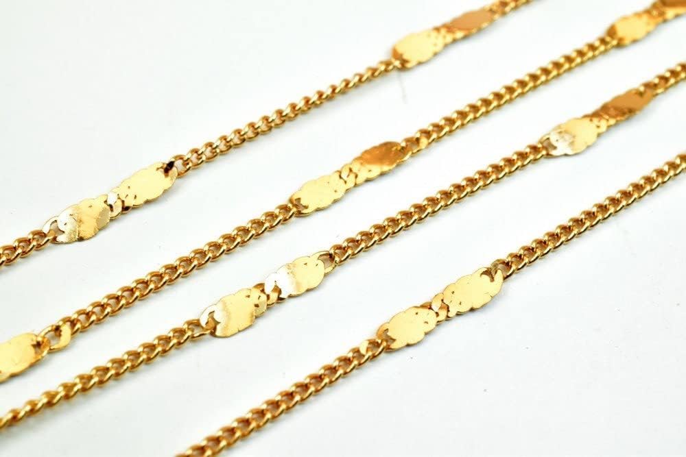 18K Pinky Gold Filled EP Chain Width 2.25mm Thickness 1mm Gold-Filled findings for Gold Filled Sold by Foot PGF12