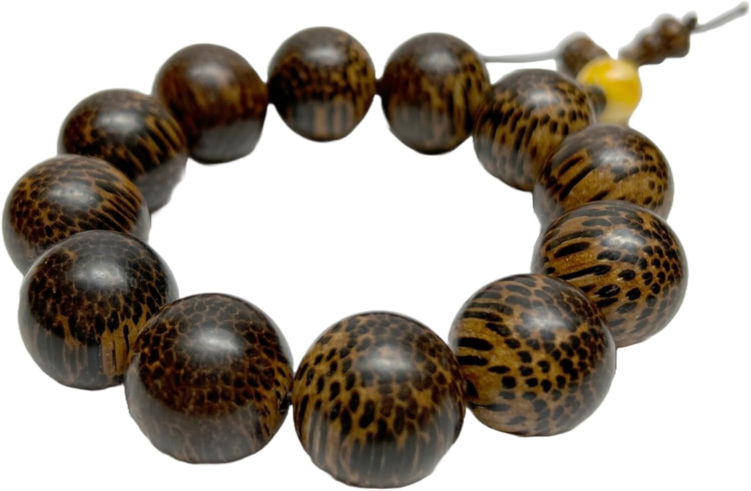 Natural Scale Dots Pattern Wood Beads Hand Rosary Praying Bracelet Aws4687