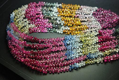3.5 inch super-finest- natural multi sapphire micro faceted drops shaped size 4-6mm