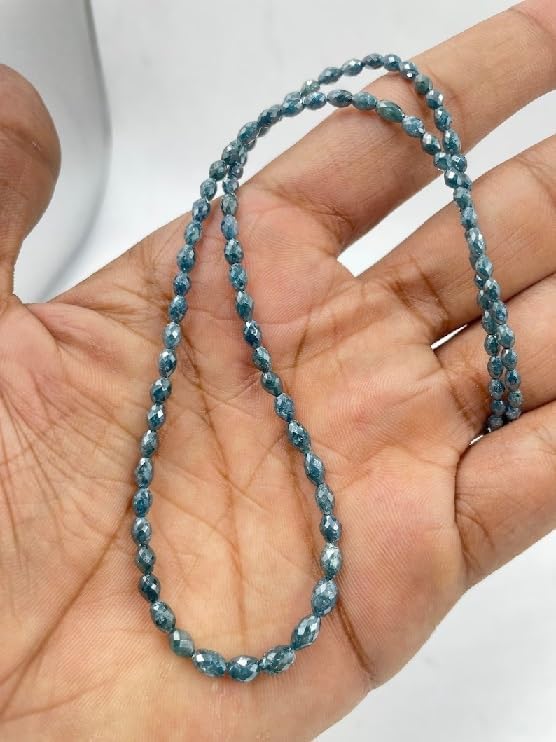 Blue Diamond Barrel Shape Beads 3 * 4mm Blue Diamond Faceted Oval Shape Bead Diamond Tumble Bead Natural Diamond Long Drill Beads