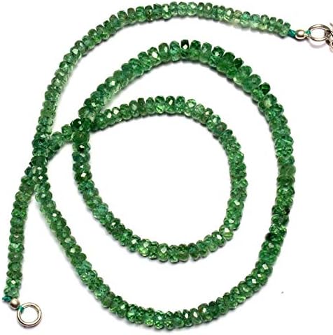Natural Gemstone Rare Apple Green Color Kyanite 4 to 5.5MM Faceted Rondelle Beads 18 Inch Full Strand Fine Quality Beads Finished Necklace