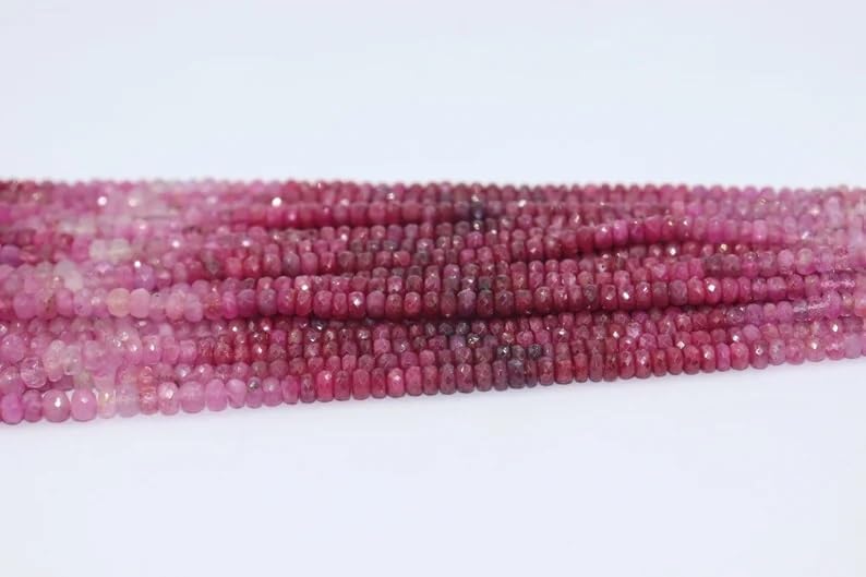 Ruby Faceted Rondelle Beads 4-5 mm Sapphire Beads Ruby Rondelle Beads Faceted Ruby Wholesale Beads for Making Jewelry