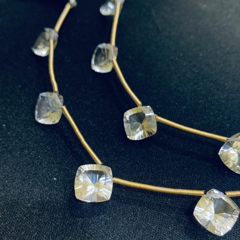 Natural Crystal Quartz sque Faceted Beads 10 mm 7 inch Long String Jewelry Making Gemstone Beads for Necklace Bracelet