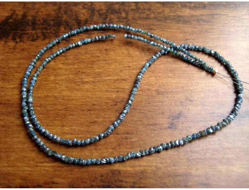 2mm Blue Rough Diamond, Blue Raw Uncut Diamond Beads, Blue Rondelle Diamonds, Blue Loose Diamonds For Jewelry (4IN To 16IN Options), 1-2 MM