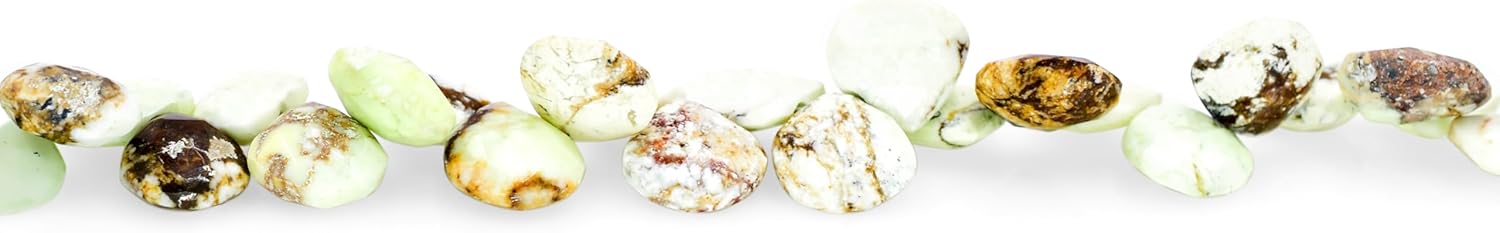 Natural Lemon Chrysoprase Gemstone Loose Beads for Jewelry Making DIY Bracelet Necklace 8 Inch Strand Heart Shape Pear Faceted Crystal Stone Briolette Gems Crafting Bead