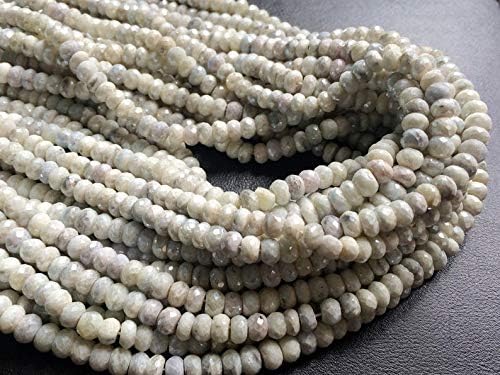 14 inch Strand Natural White Sapphire 5.5 mm rondelle Faceted Beads for Jewelry - White Sapphire Coated Faceted rondelle Beads, Sapphire Beads, White Sapphire Necklace, 5.5mm, 14 inch Strand