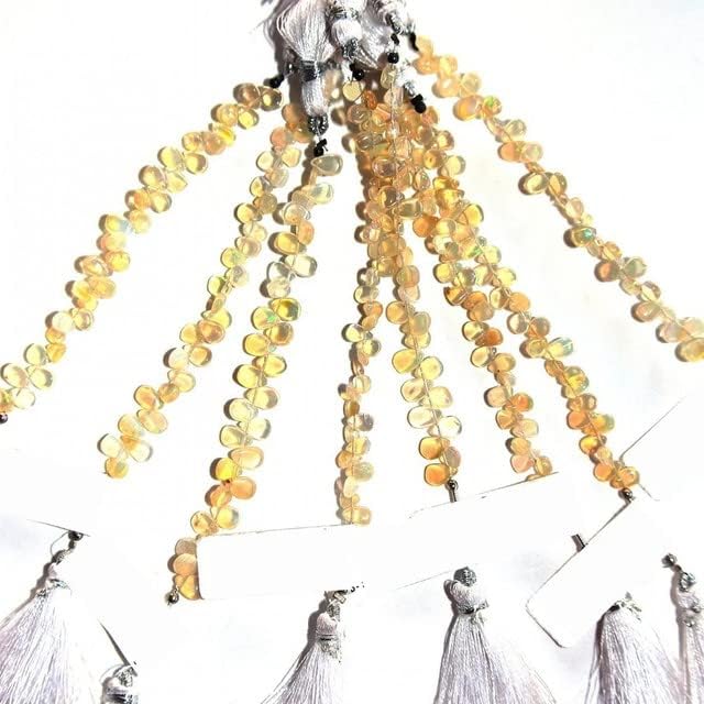 Ethiopian Opal Jewelry Gemstone Necklace Beads - Pear Yellow Smooth Handmade Natural Ethiopian is Perfect for DIY Jewelry Making Earrings CHIK-STNRD-24299