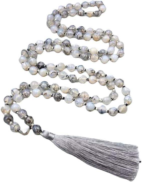 Natural Dragon Vein Agate 6mm 108 Mala Beads, Spiritual, Meditation Beads, Reiki, Japa Mala, Buddhist Prayer Beads, Yoga Bracelet, Healing Beads
