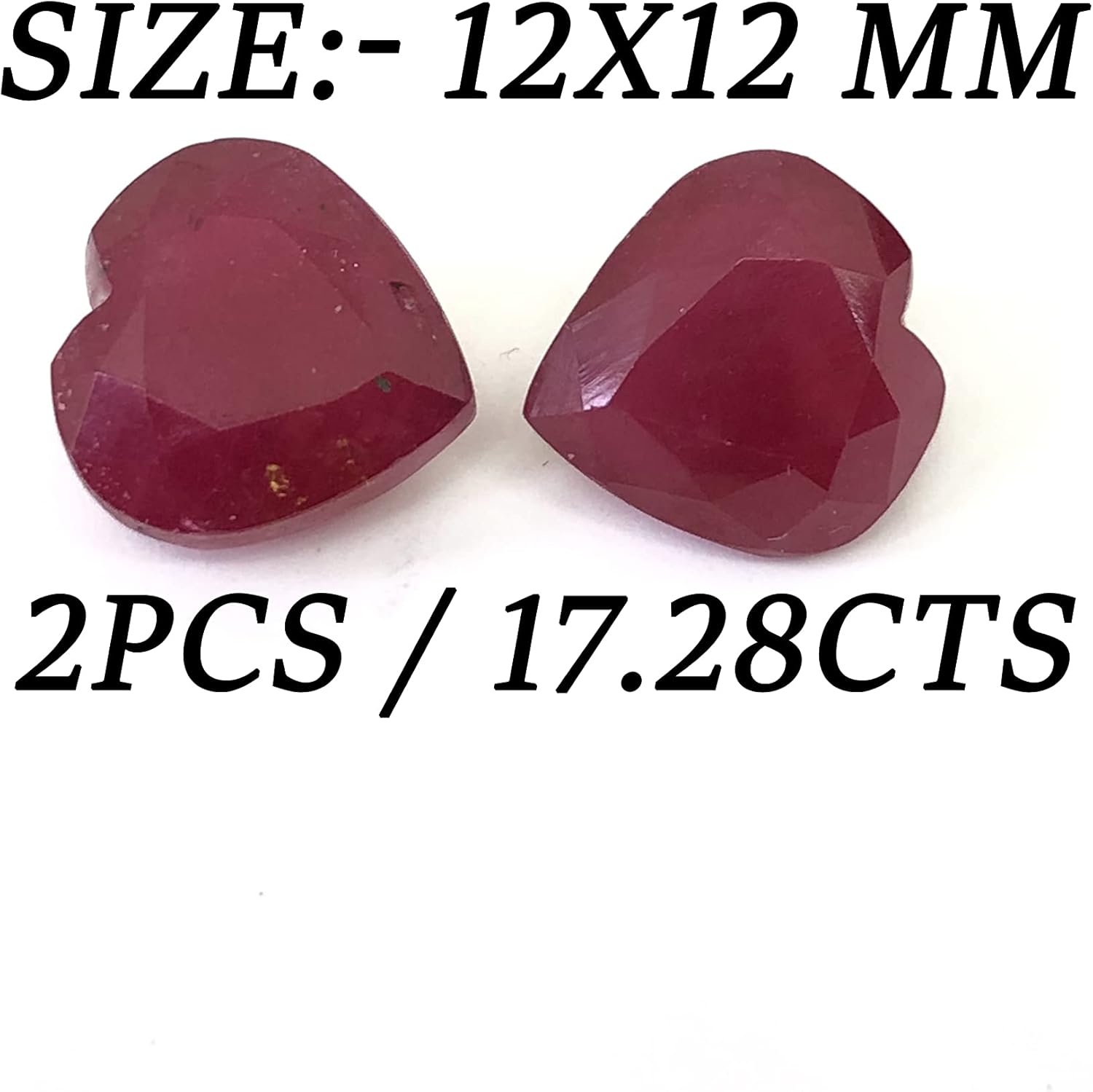 17.28 Ct Pair Deep Red Ruby Heart Shape Size 12 mm Cut Faceted Attractive High Quality Fine Loose Gemstone Best For Making Earring Jewelry- Give Your Jewelry a Fabulous Look
