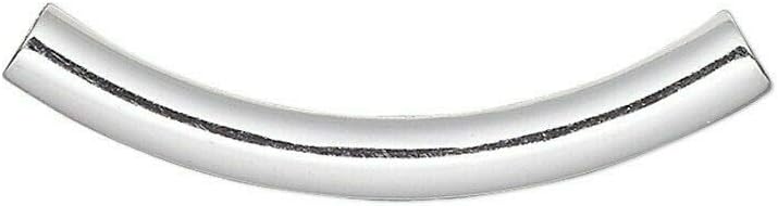 100 Silver Plated Brass 26x3.2mm Curved Tube Noodle Beads with 2-2.5mm Hole