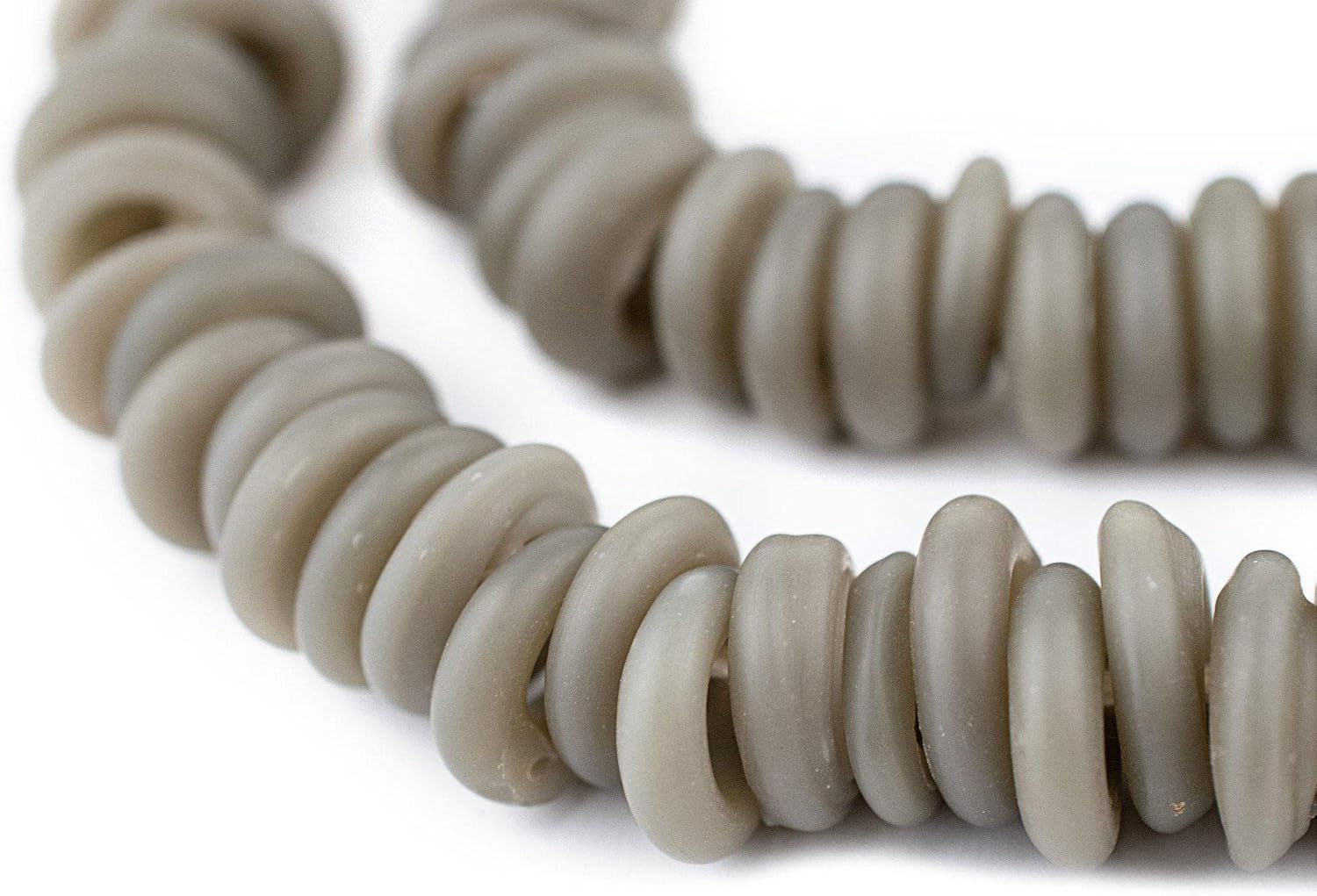 The Bead Chest Groundhog Grey Annular Wound Dogon Beads (14mm)