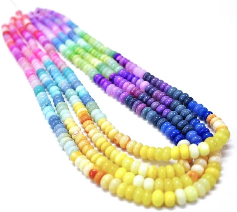 Natural Mulit Opal Rondelle Smooth Beads 7 mm to 9 mm 24 inch Long String Jewelry Making Gemstone Beads for Necklace Bracelet