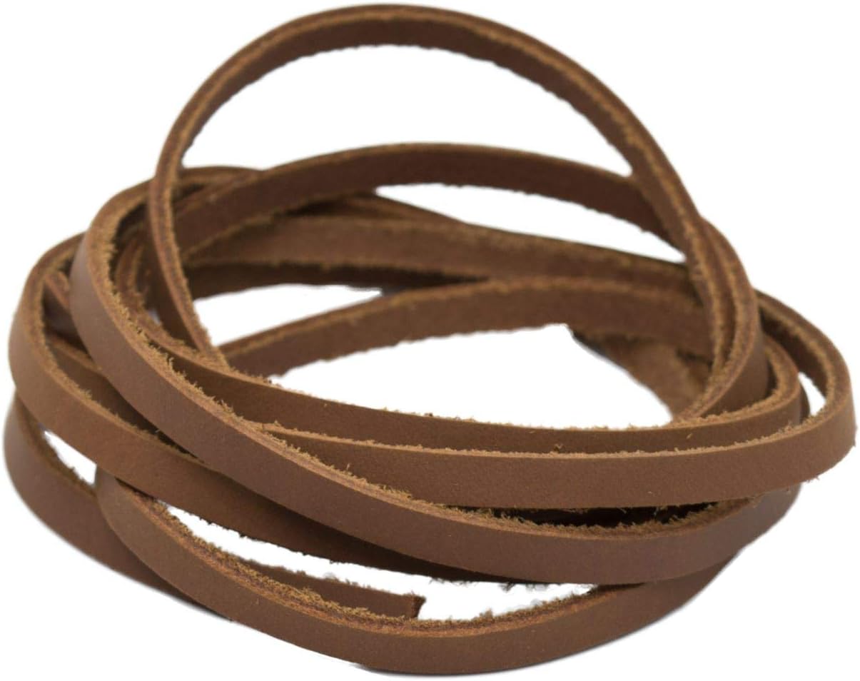 Walker and Hawkes Premium Cowhide Leather Strip Cord – 1.9mm Thickness String, Continuous Length, for Crafts & DIY Projects, Orange - Width/4mm Length/100m