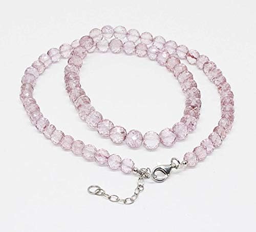 JEWELZ crystal quartz, coated crystal beads necklace, faceted round beads, pink color beads necklace ready to wear 6-7mm beads