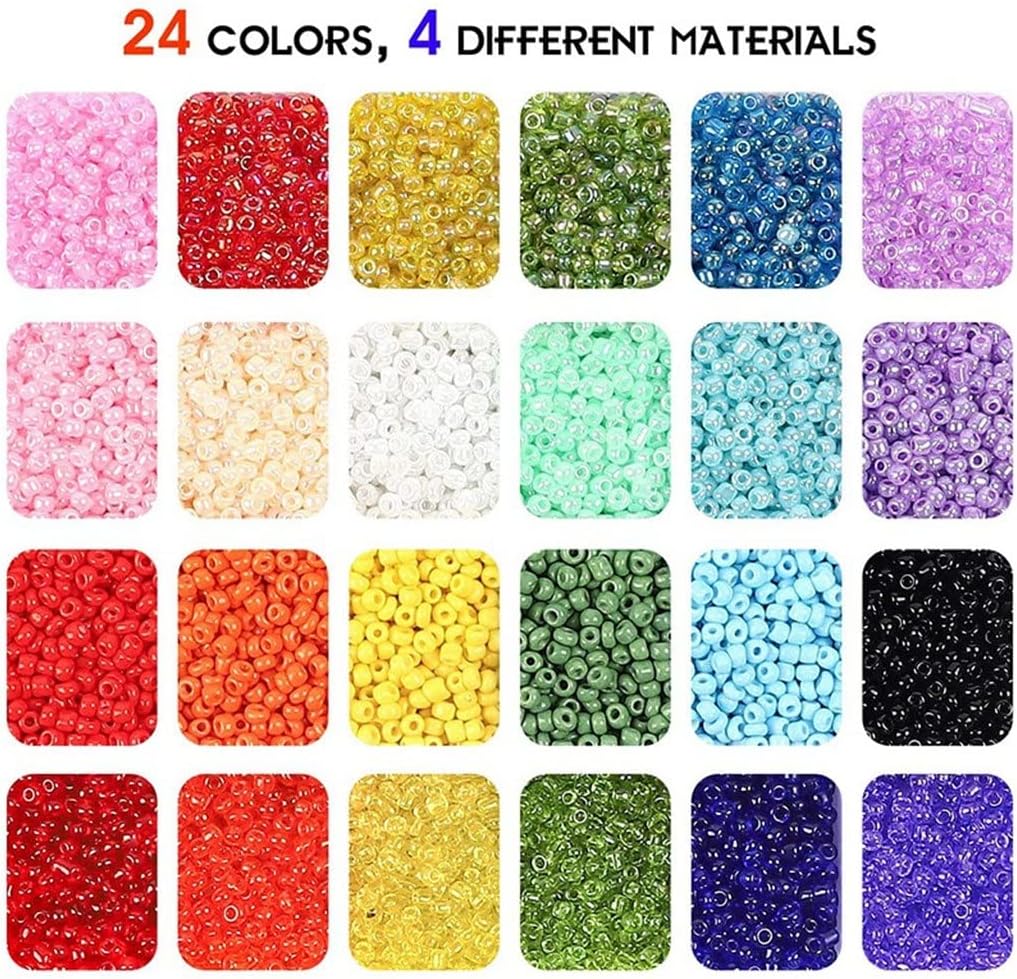 Glass Seed Beads and 600 Letter Beads, Used for Bracelet Jewelry Making and Crafts, with 2 Rolls of Rope