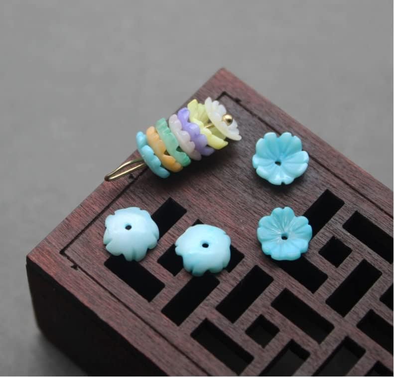 Davitu (100pcs/lot )Many Colors 8mm Five-petaled Flowers Mother of Pearl Shell for DIY Jewelry Flower MOP Pearl Shell Beads for Brooch - (Color: White, Item Diameter: 8mm)