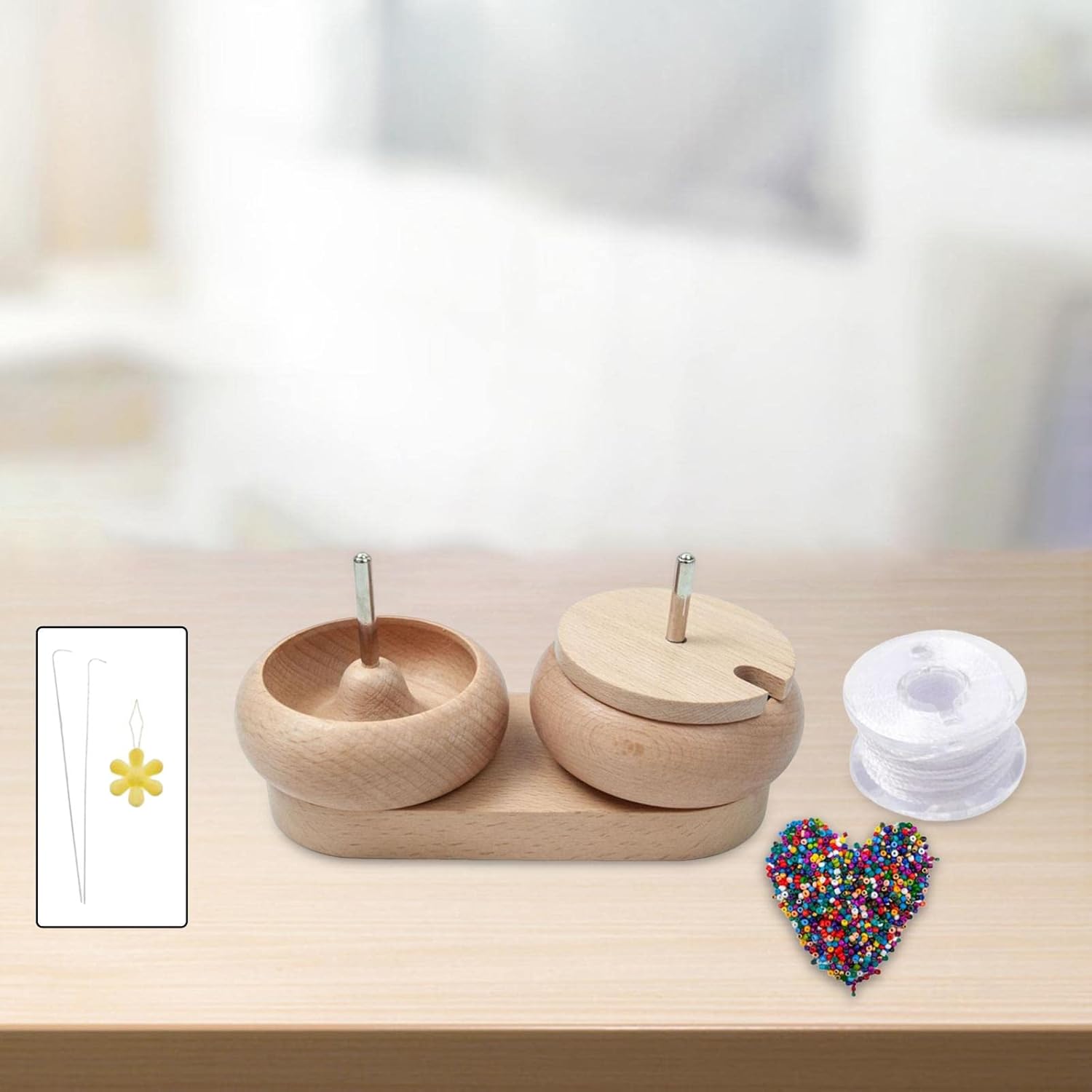 Dual Bowl Bead Spiner Spiner Beads Loader DIY Jewelry Making Kit Stringing Beads Quickly Beading Bowl Bead Looms for Gift Making