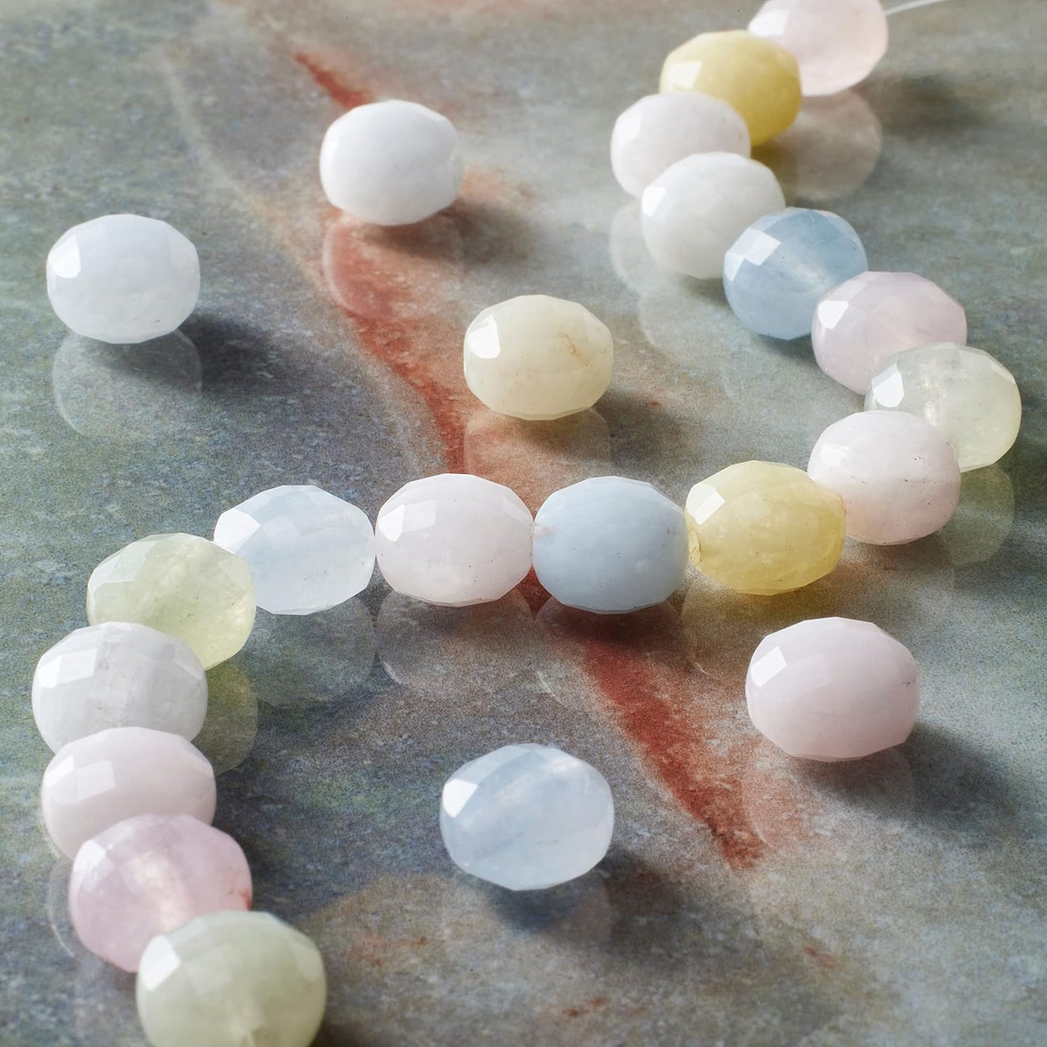 Bead Landing Pastel Quartz Faceted Coin Beads, 12 Pack