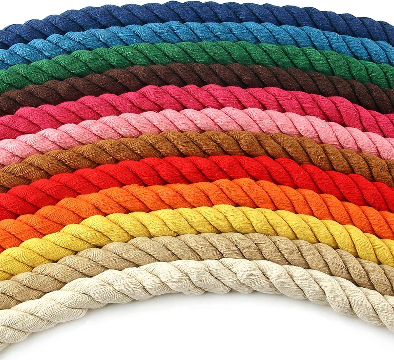 Cotton String Ball, Elastic Cord, Thread Beading String,Macrame Cord 20mm x 10m/20m/30m,3-Strand Twisted Soft Colored Macrame Cotton Rope,Basket Rope Thick String Cord for Wall Hanging, Knotting, DIY
