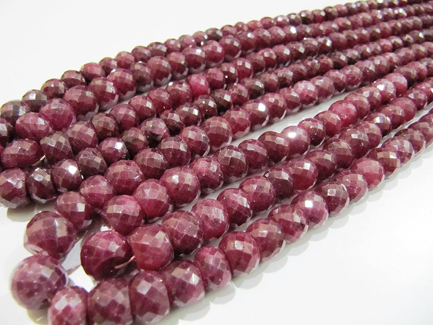 Hanumat Gems Lot of 10 Strands Natural Corundum Ruby Faceted Rondelle Beads Micro Faceted 7to10mm Beads Strand Courandam 8 Inches Strand