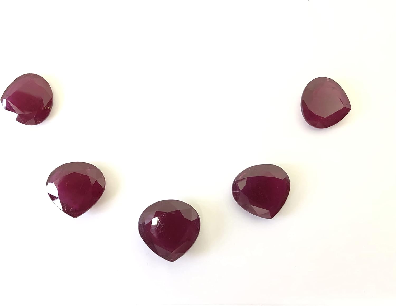 92.20 Ct Ruby Heart Shape Cut Faceted Size 17 To 19 mm Wholesale 5 Pieces Lot Loose Gemstone All Matching Stone Best For Making Ruby Necklace, Pendant, Earring, Ring Jewelry