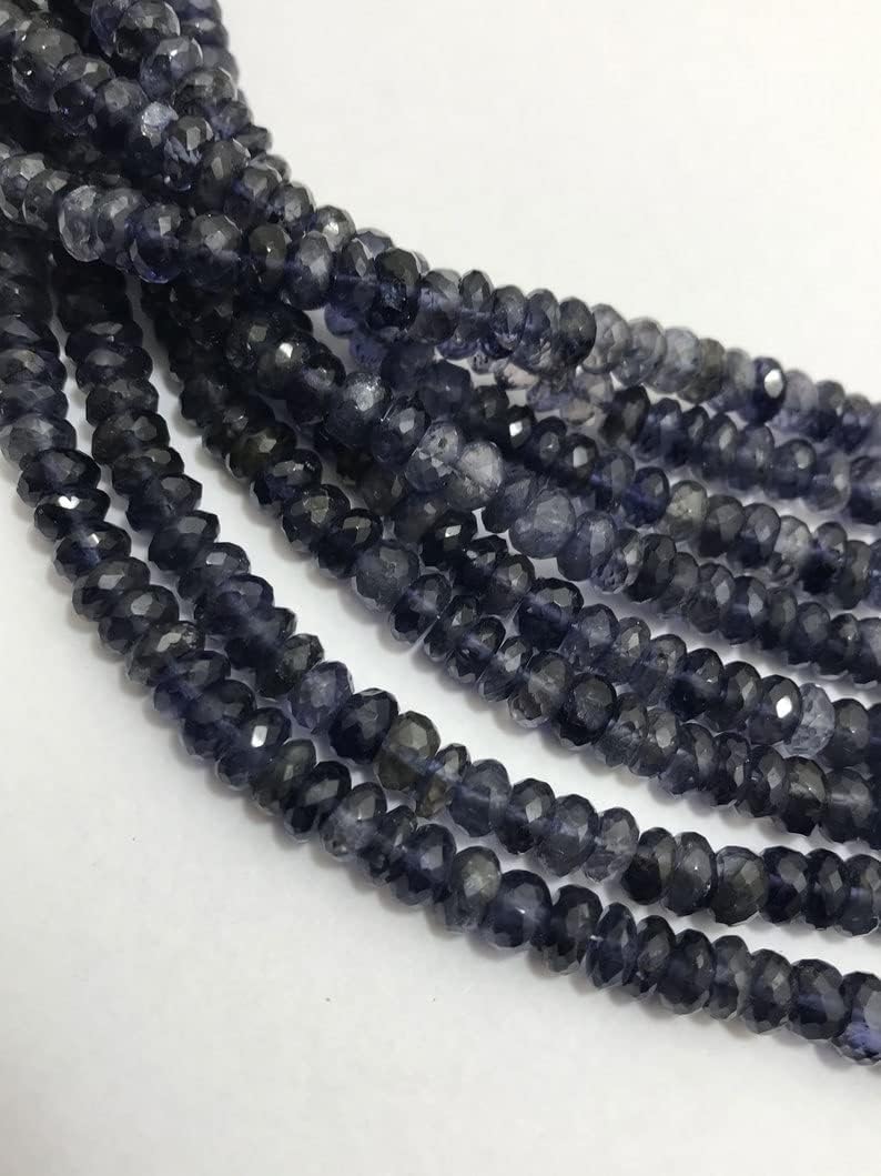 13 inch Strand of Natural gem Iolite, 6-7mm Rondelle Faceted Beads for DIY Jewelry Making. | Beads_04846