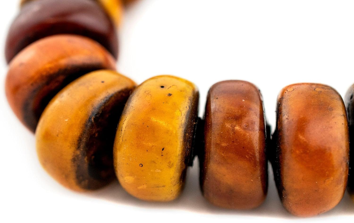 The Bead Chest Honey Medley Moroccan Amber Resin Beads Medley 29mm Morocco African Orange Round Large Hole 14 Inch Strand Handmade