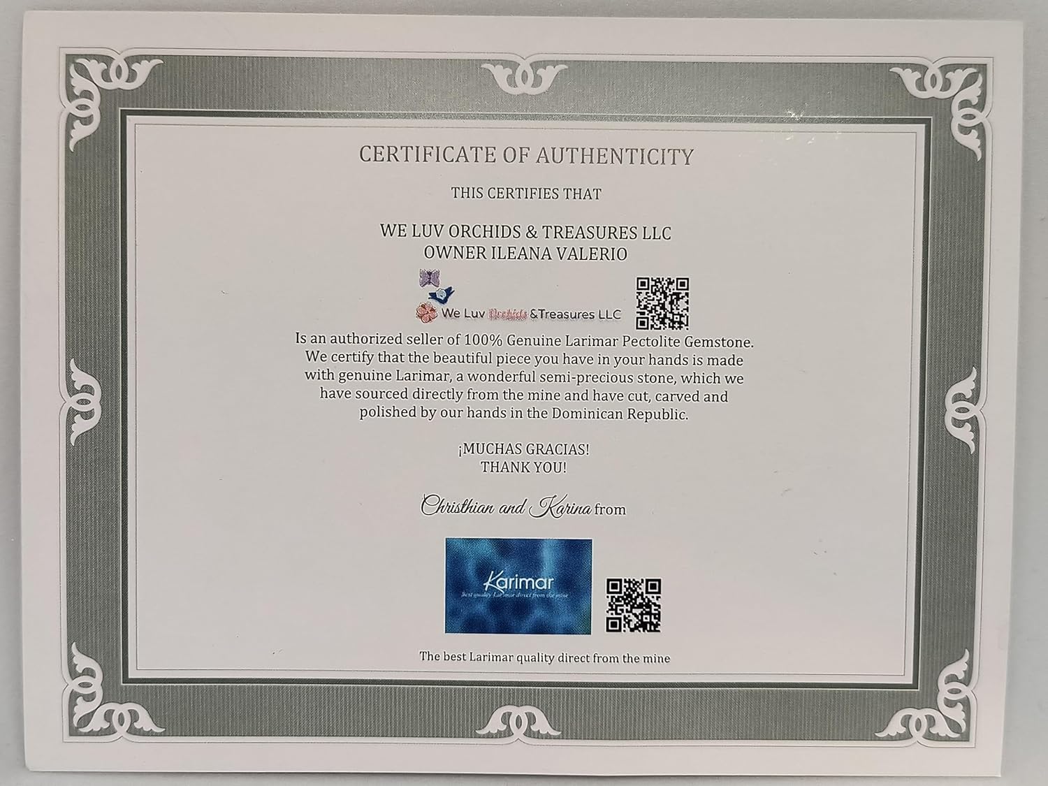 Natural Authentic Hand-Cut Larimar Gemstone set in .925 Sterling Silver Bail with a Faux Leather Chain. Half Moon Shape #2