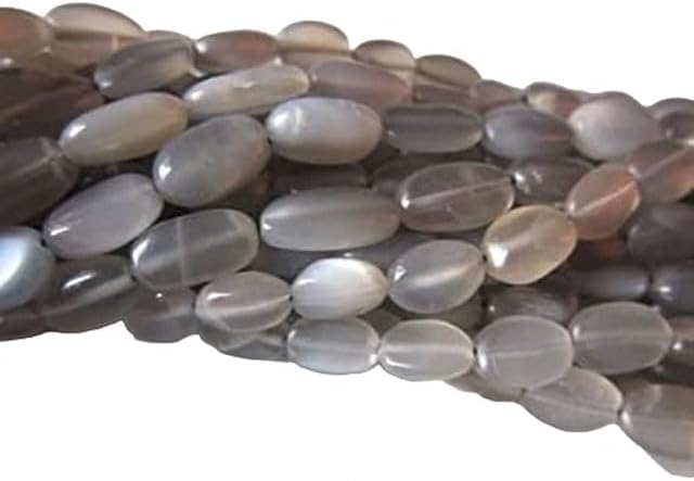 13 inch Grey Moonstone Plain Oval Beads 6x10mm to 7x10mm lot of 10 Strands CHIK-STRD-95115