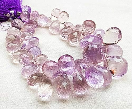 GEMZ 8 inch Strand of Natural Brazilian Amethyst Heart Shape Faceted Cut Purple Color briollete Beads for DIY Jewelry Making- Earring Necklace Bracelet.