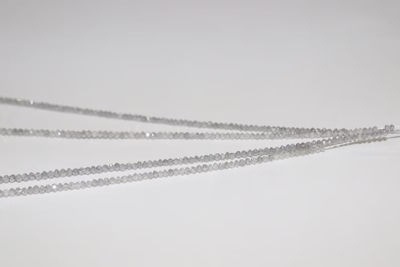 Natural Grey Diamond Faceted Rondelle Beads 2.5-3 mm Diamond Faceted Beads Diamond Rondelle Beads Grey Diamond Beads
