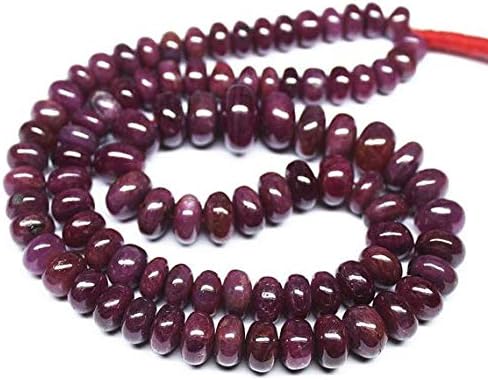 Natural Untreated Red Ruby Smooth Gemstone Rondelle Gemstone Loose Craft Beads Strand 18 Inch Long 5mm 9mm Code-HIGH-717