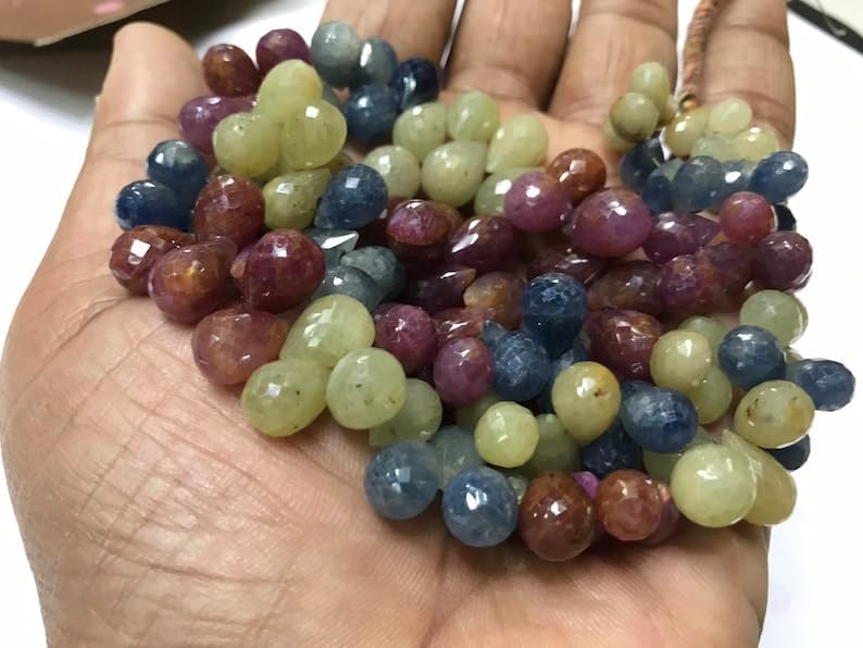 Natural Wonder SAFIRE Teardrop Smooth Beads 7-9 mm 18 inch Long String Jewelry Making Gemstone Beads for Necklace Bracelet