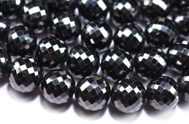 Natural Black Spinel roundella Faceted Beads 11 mm 10 inch Long String Jewelry Making Gemstone Beads for Necklace Bracelet