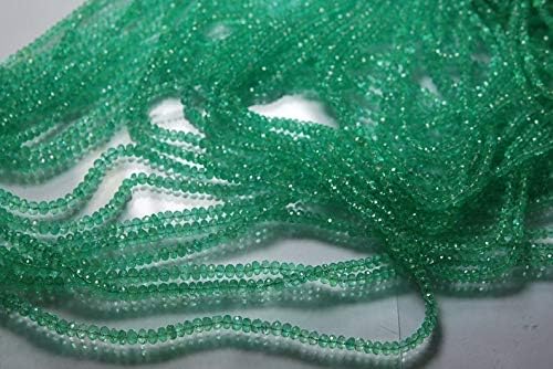 14 Inches, Super Finest Rare AAA Quality Colombian Emerald Faceted Rondelles, Size 6-4mm