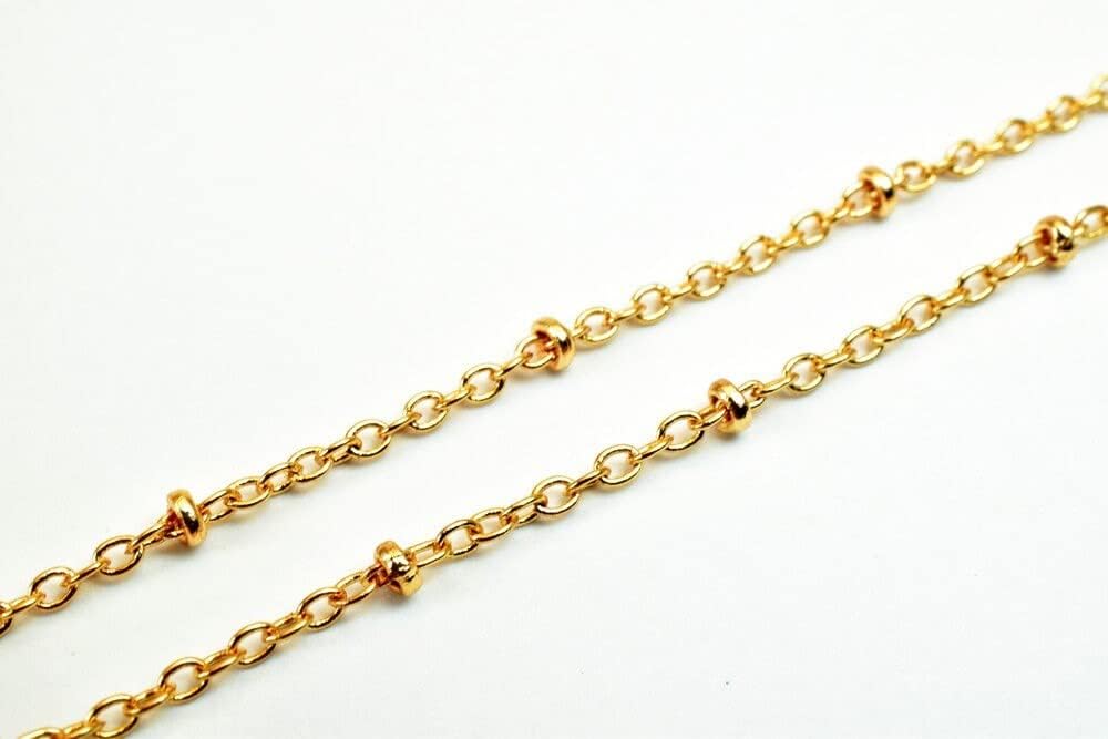 18K Pinky Gold Filled EP Chain Saturn Chain, Satellite Chain Width 1.5mm Thick 0.25mm Findings Chain Sold by Foot PGF22