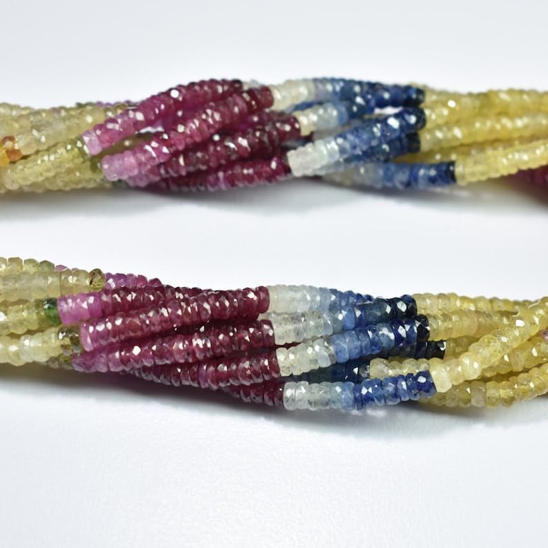 Natural Multi Precious tyre Faceted Beads 4-4.25mm 16 inch Long String Jewelry Making Gemstone Beads for Necklace Bracelet