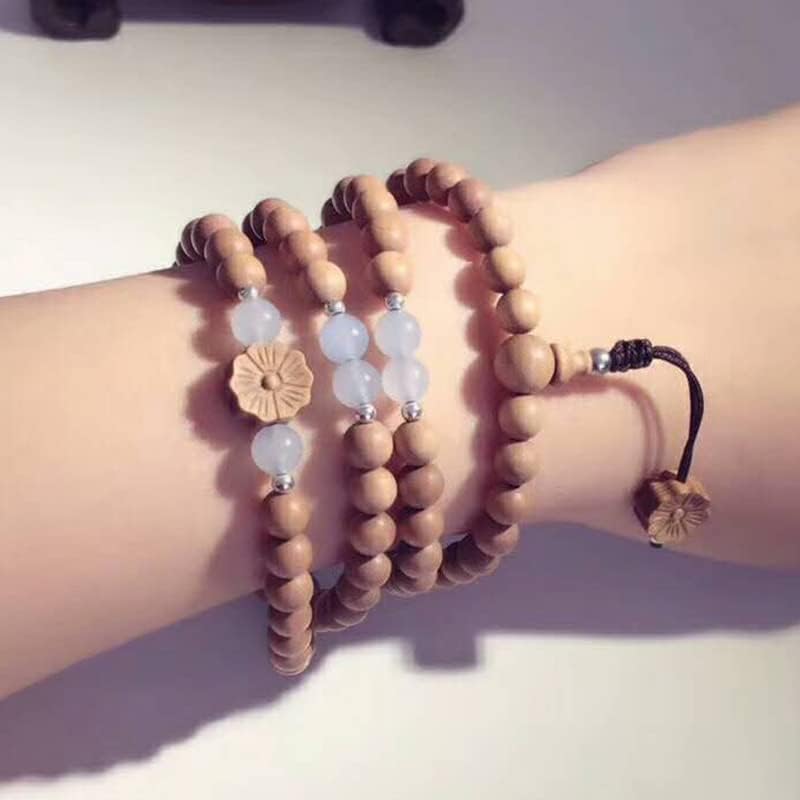 Mascot Wooden Crafts Wood Carving Art Wood Decoration Artwork 印度老山檀香手串花儿款108颗 文玩手串念珠男女檀木佛珠手链(DIY不沉水8MM老山)